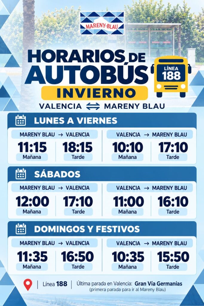 Horario autobuses invierno Mareny Blau
